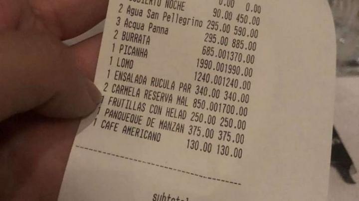 Pagó $ 9.300 por una cena para cinco