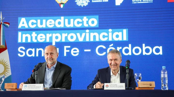 Perotti y Schiaretti se unieron para construir el acueducto interprovincial
