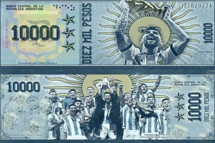 Analizan sacar un billete de $10.000 con la cara de Messi