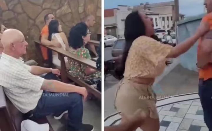 Encontró al marido con la amante en una misa en Brasil