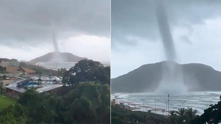 Una tromba marina sorprendió en un balneario de Brasil