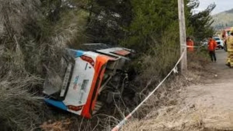 Un micro con turistas desbarrancó y volcó camino al cerro Catedral