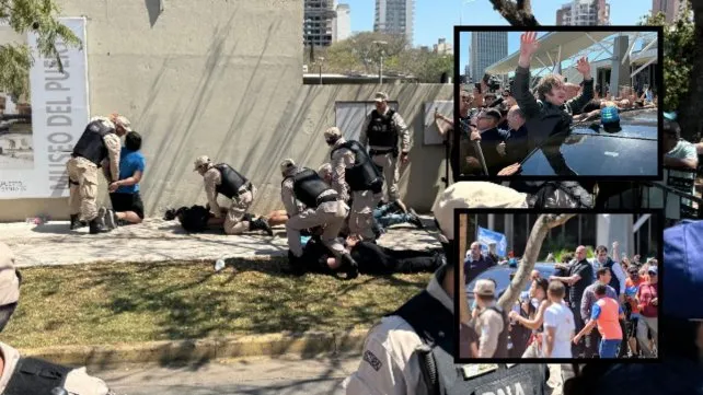 Fugaz paso de Milei por Santa Fe:  corridas, piedrazos y detenidos